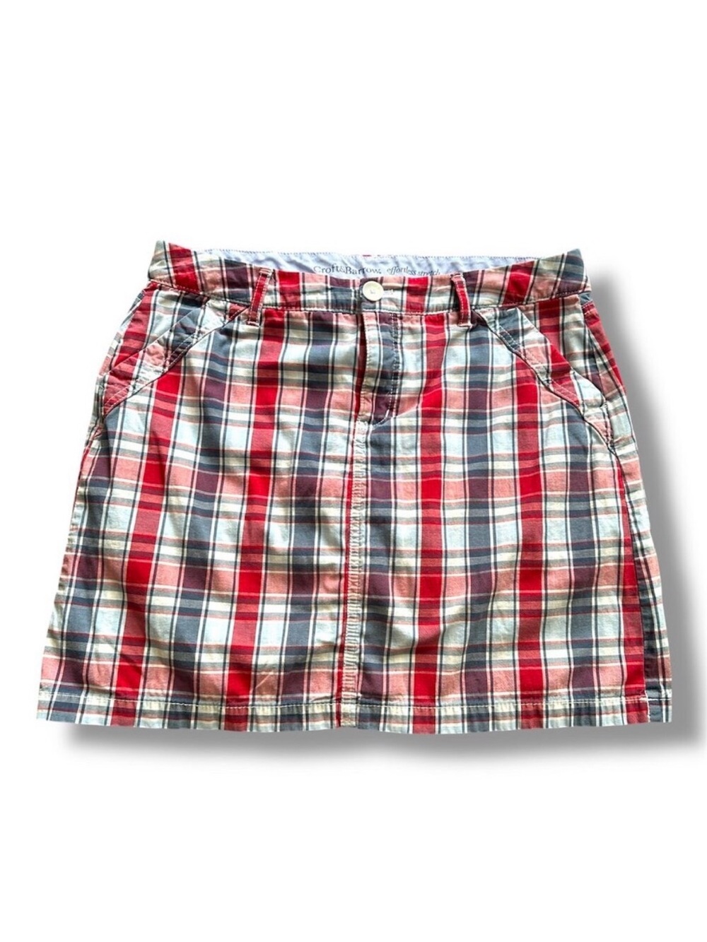 Croft & Barrow Red Blue Plaid Skort Women's Size 12 Stretch Preppy Y2K Americana